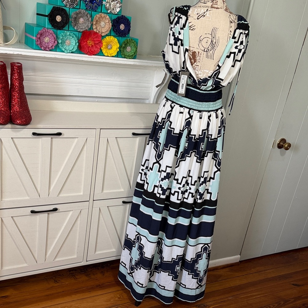⭐️3/$25⭐️ NWT Eva Mendes for NY &Co Geometric Patterned Maxi Dress - Picture 5 of 9